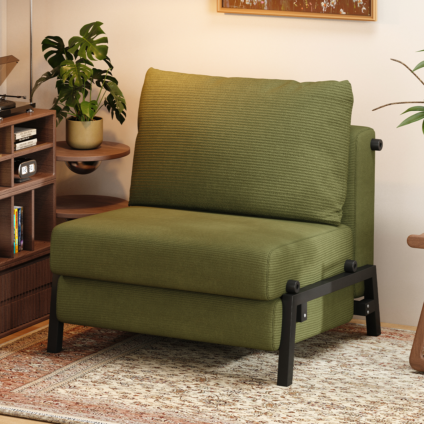 沙发床折叠两用复古单人推拉床客厅书房阳台布艺小户型伸缩沙发床