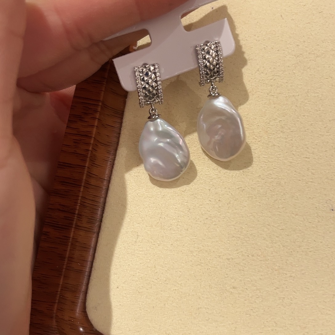 合金淡水珍珠耳饰