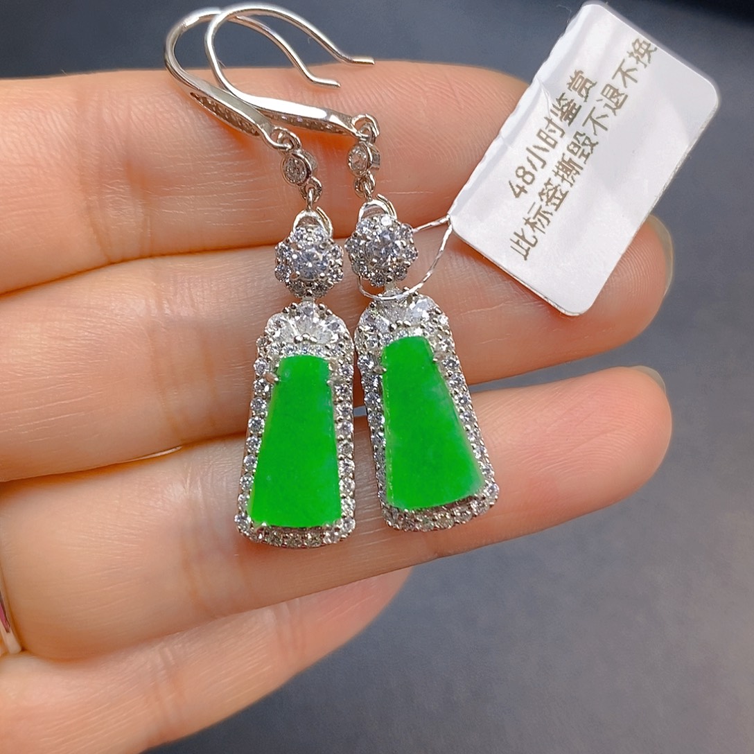翡翠银S925镶嵌耳饰