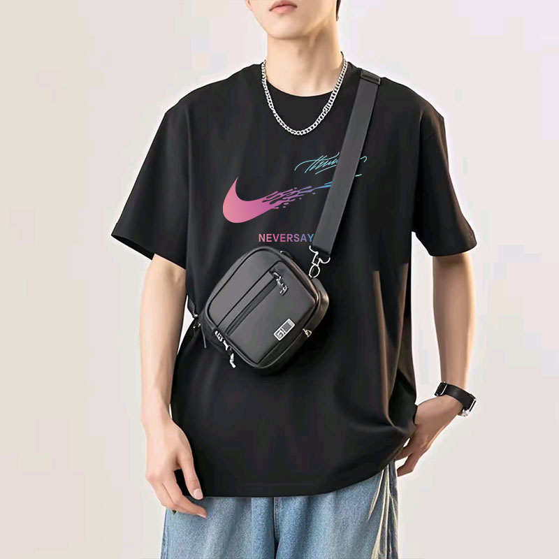 009联名款潮牌T恤男女同款时尚百搭圆领印花t恤短袖粉勾