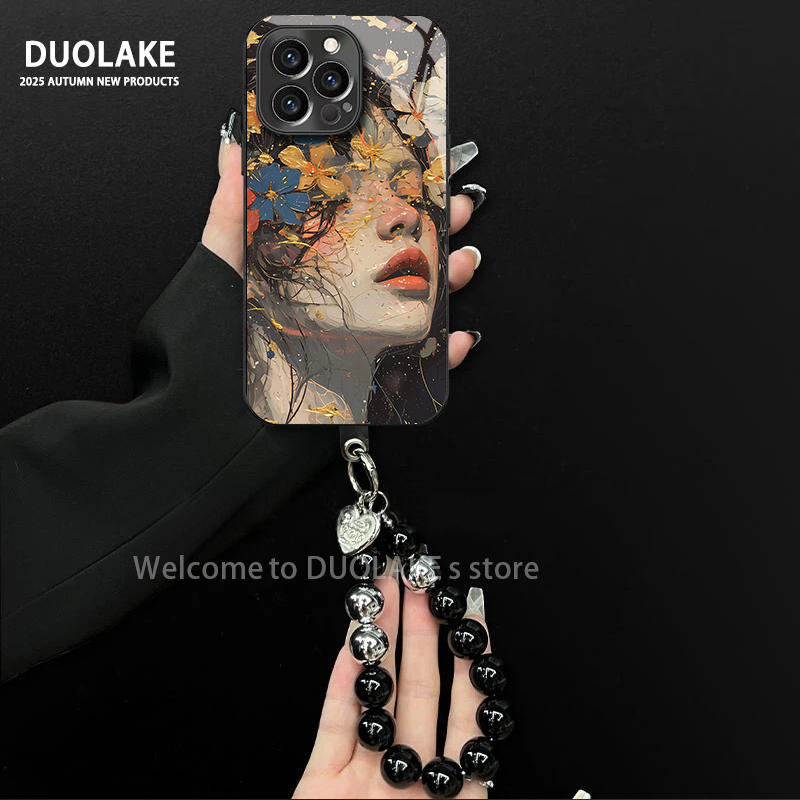 繁花似锦女孩适用苹果vivo华为oppo小米iPhone17电镀玻璃壳手机壳