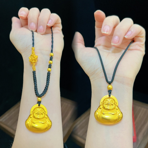 铜合金布艺项链 新中式古法大肚弥勒佛项链佛公传承经典女款项链