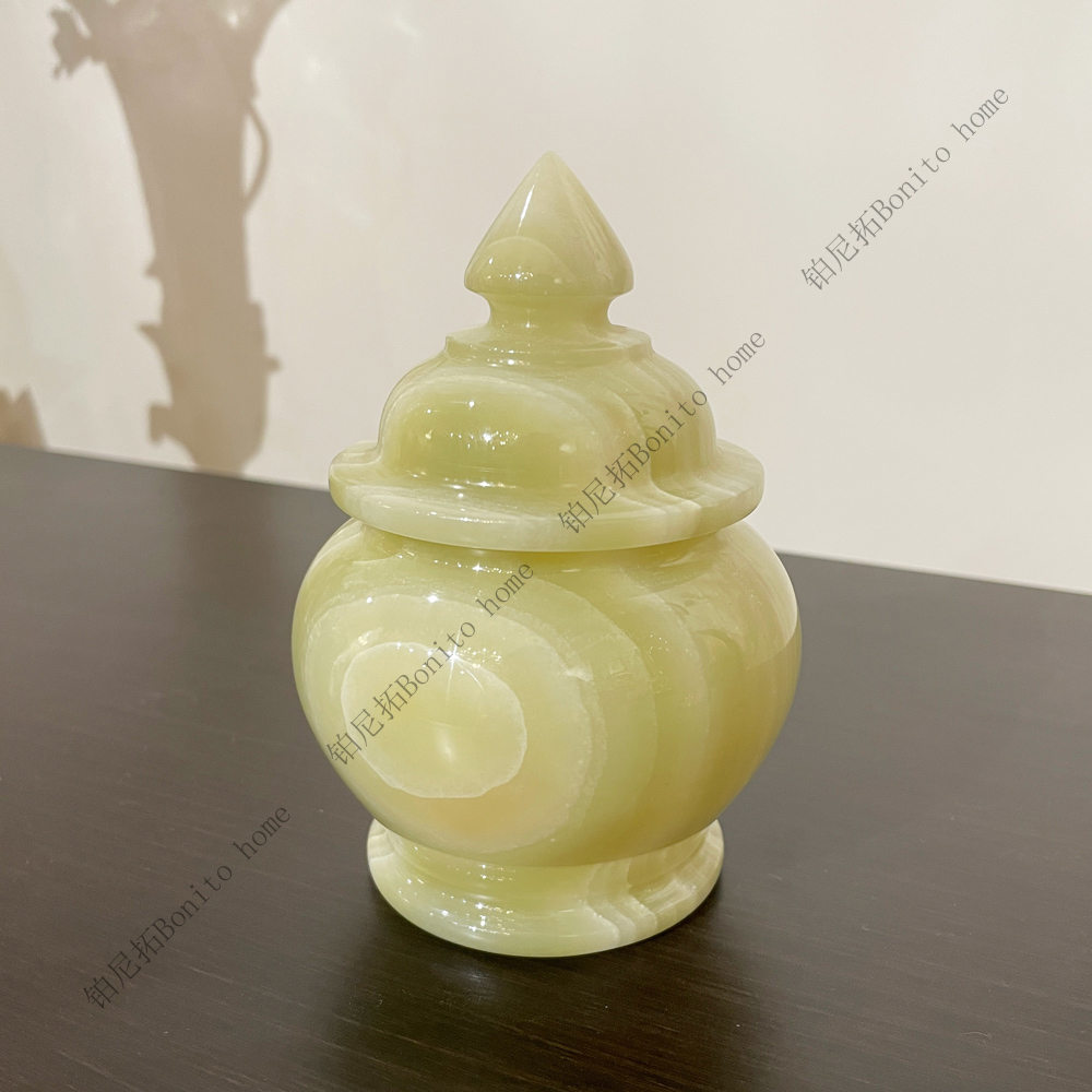 铂尼拓巴基斯坦创意圆润精致绿色青瓷茶叶罐罐子茶罐储物罐黄色