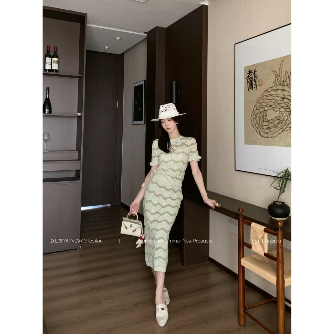 【林千入·度假风波】新款气质显瘦夏季收腰复古长款温柔时尚套装