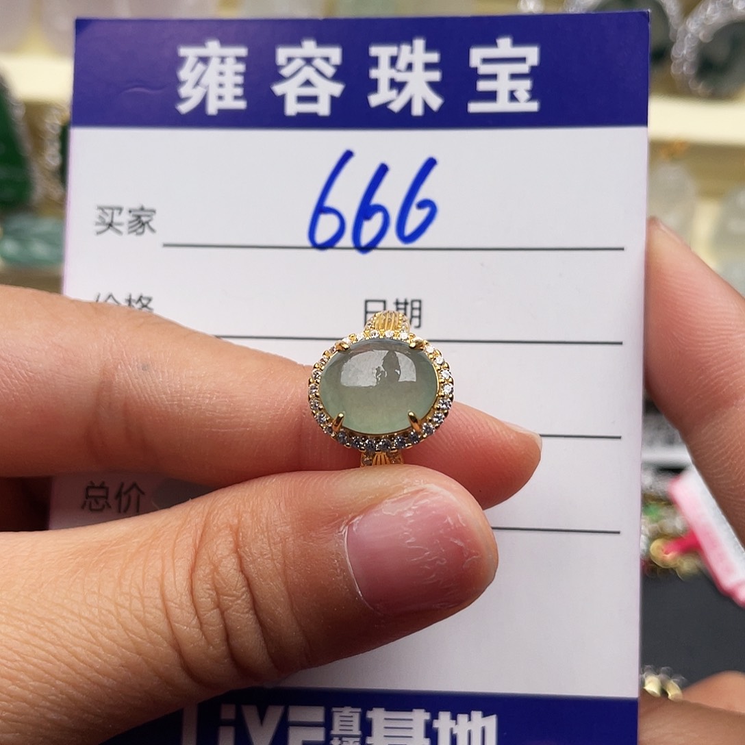 翡翠戒指银S925镶嵌天然翡翠