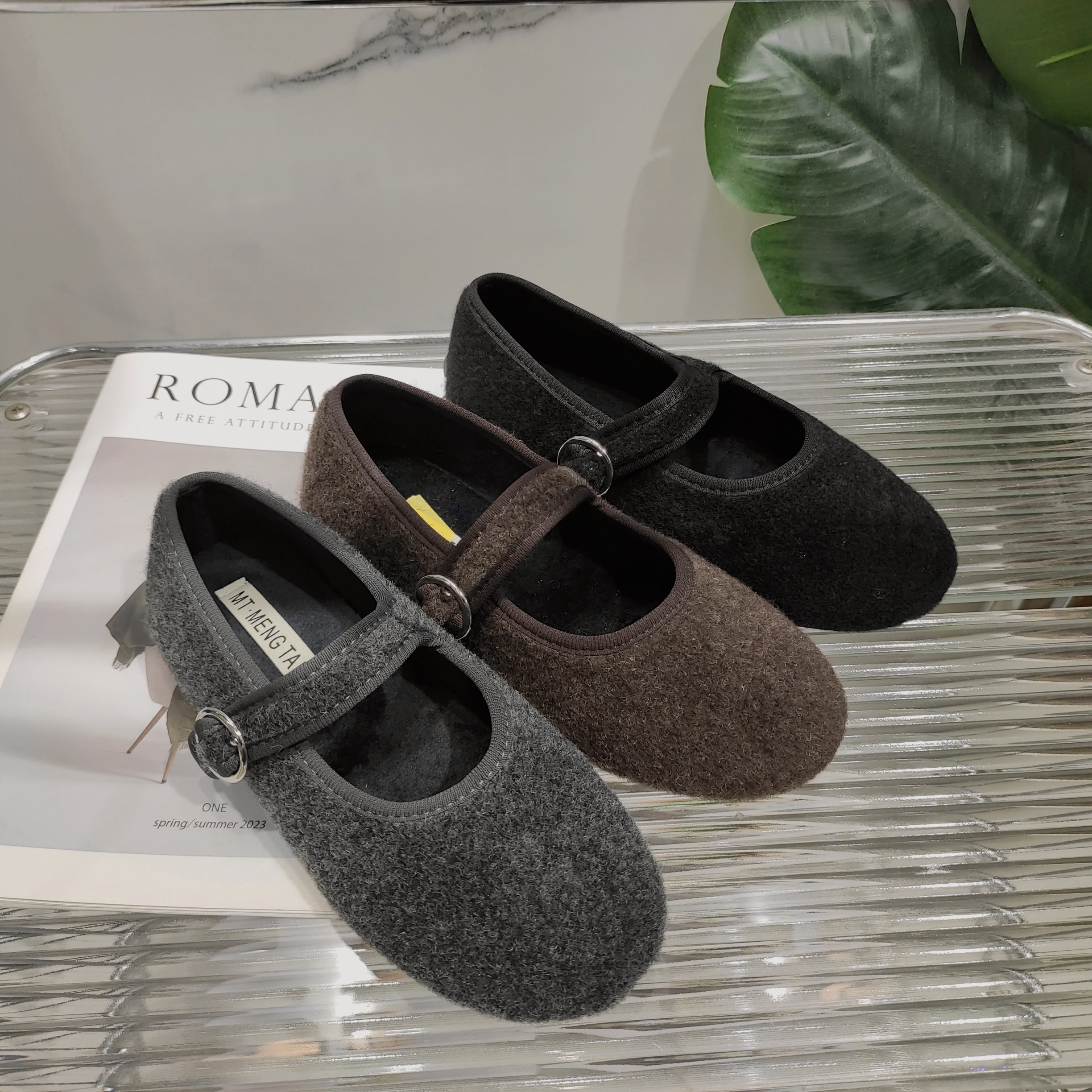 女新款仙女风浅口一字扣时尚百搭舒适轻便软底单鞋C556