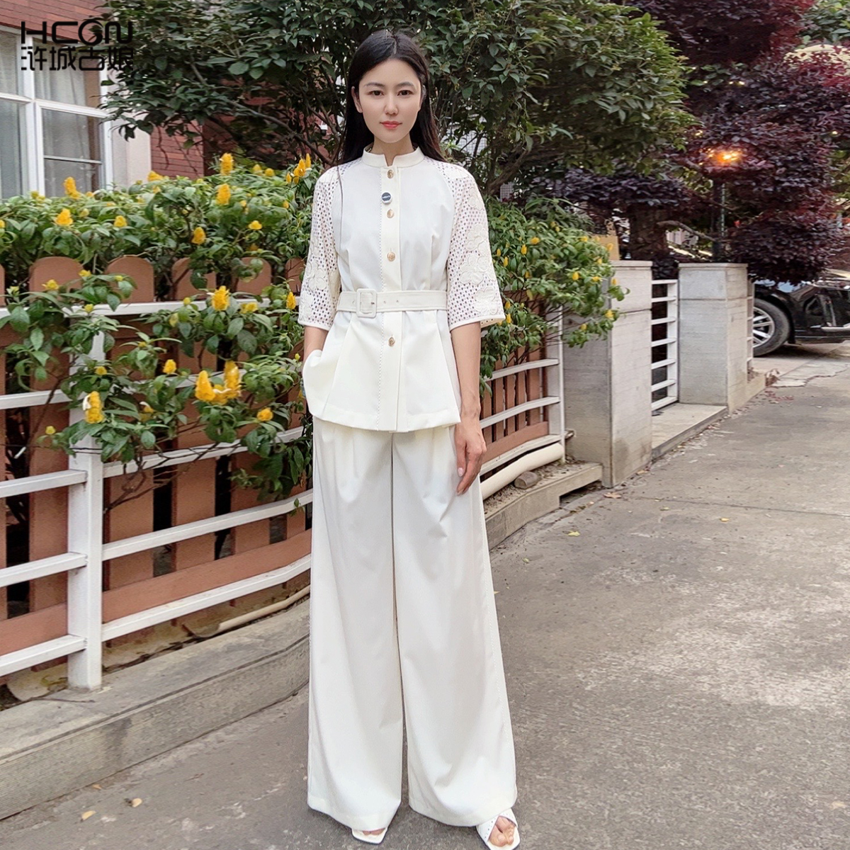 浒城古娘国风绵羊毛气质立领女简熙套装HBSS180063+HBSS090022