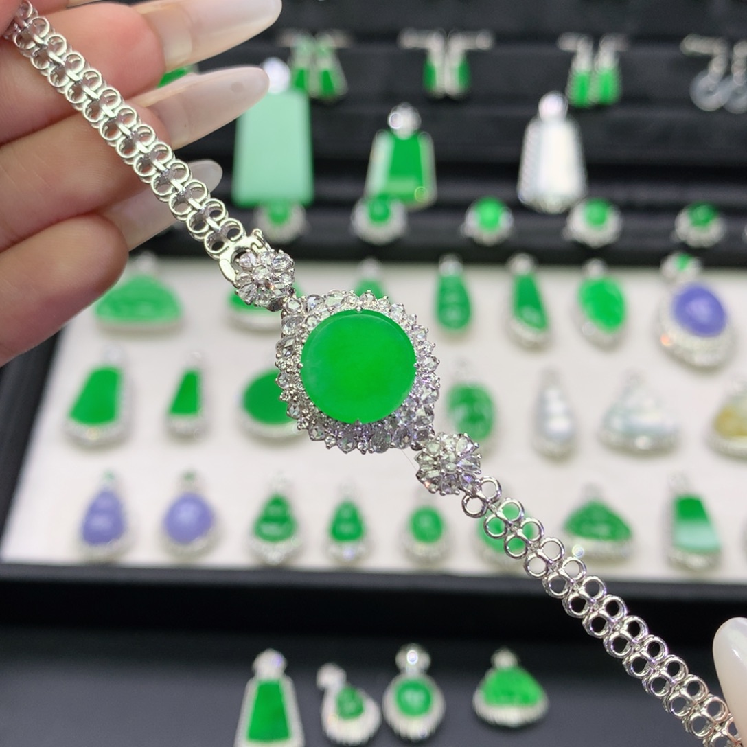 翡翠18K金镶嵌吊坠(不含链)手链吊坠2用款