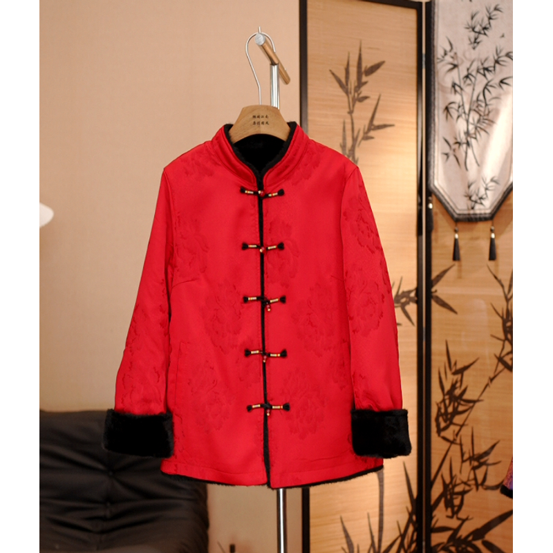 【朱樱·双面穿】新中式国风香云纱水貂绒两面穿女冬季高级感外套