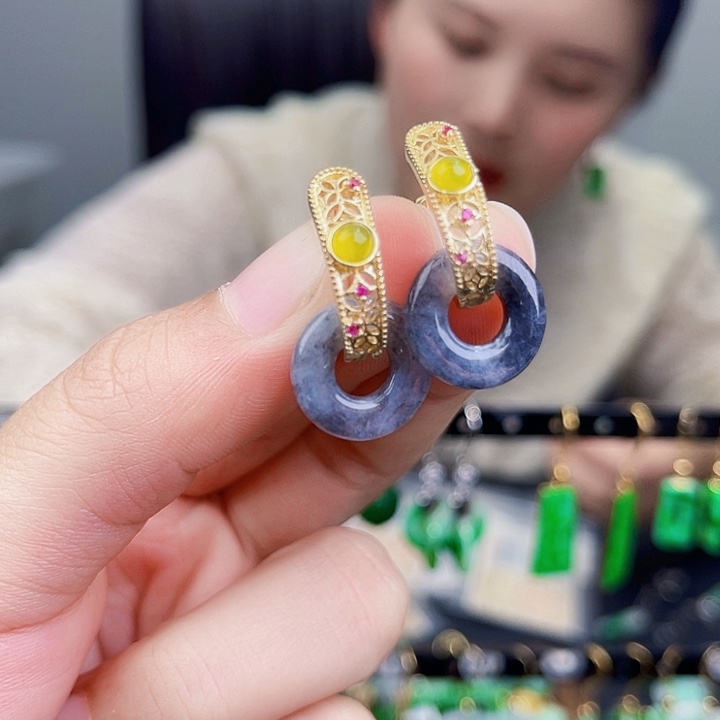 翡翠未镶嵌耳饰饰品
