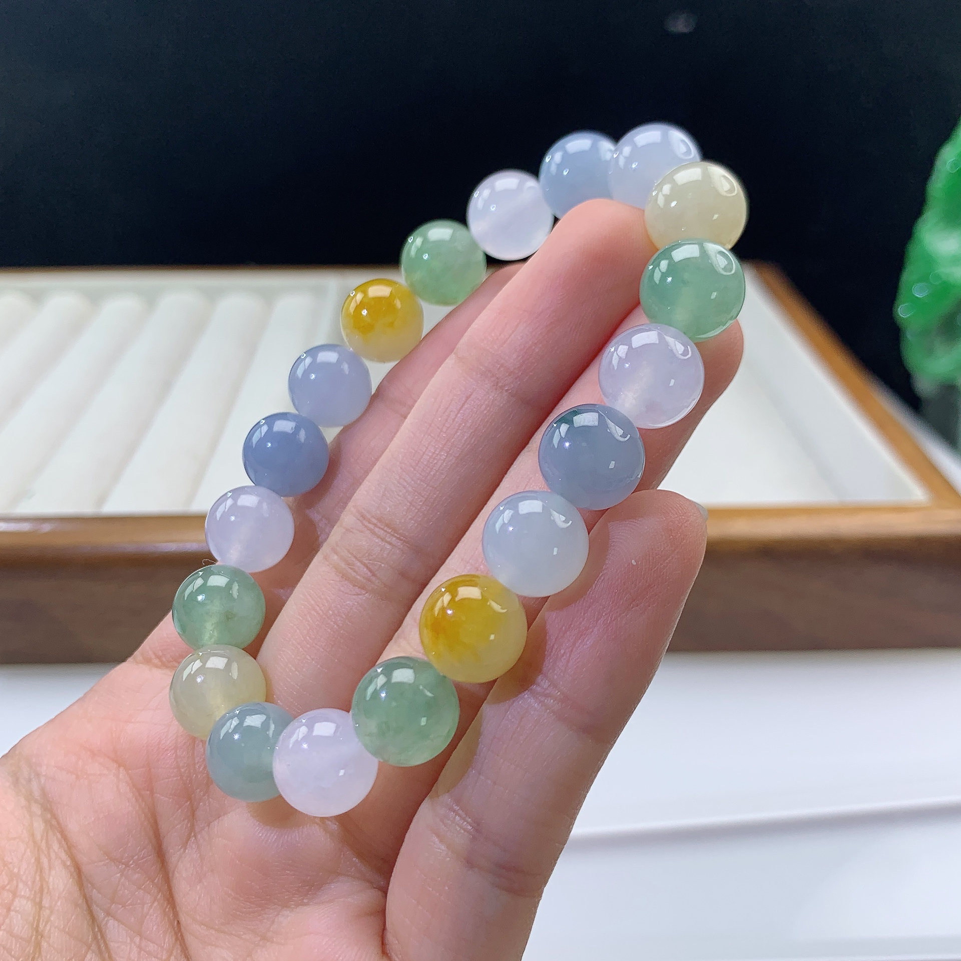 3.3-15-缅甸天然翡翠A货 女款多宝手串尺寸:10mm 19颗粒