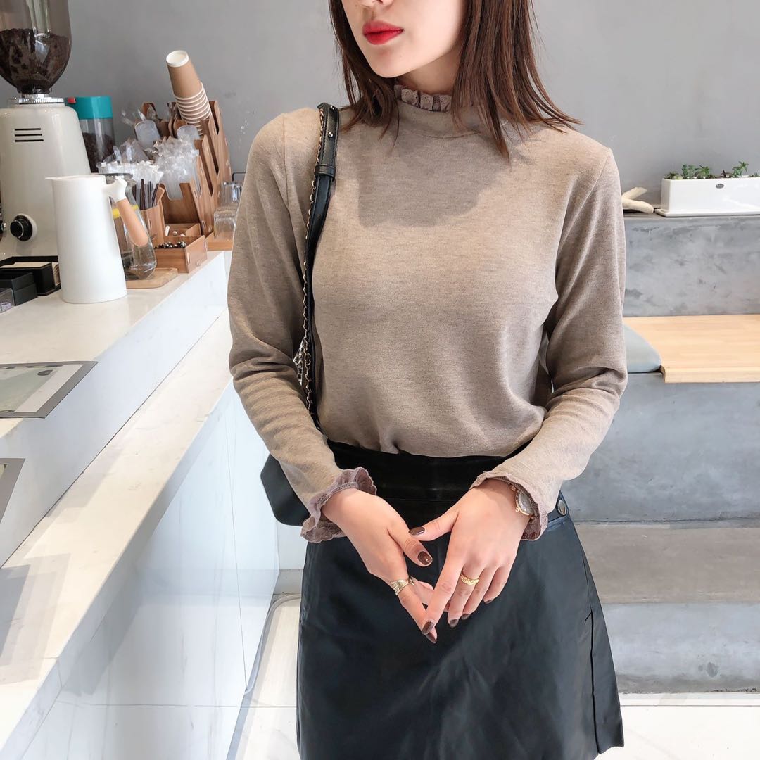 圆领打底衫女士叠穿内搭长袖T恤秋冬季2025新款修身保暖加厚上衣