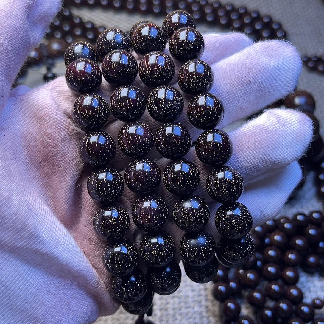 好***。檀香紫檀（小叶紫檀）1.2 73颗爆星