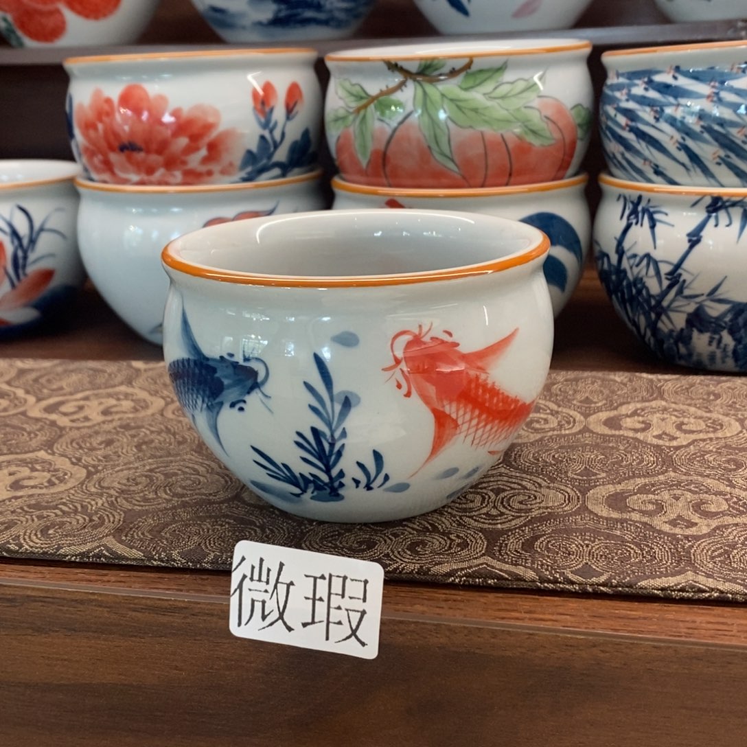 釉下彩老陶泥手工绘制