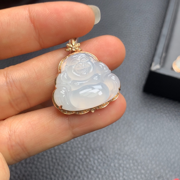 翡翠吊坠(不含链)18K金镶嵌