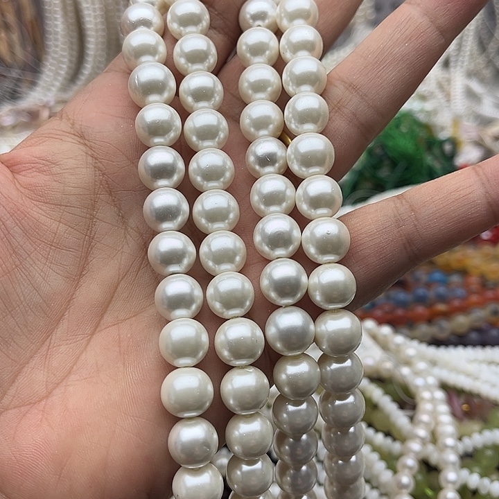 玛瑙/玉髓未镶嵌珠宝半成品2条10mm左右贝珠