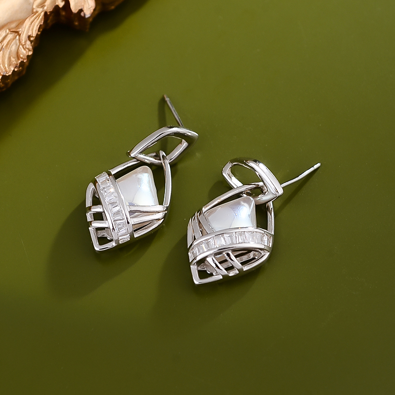 925银合成锆石耳饰 【凌波锁珠】珍珠满镶重工国风基因925银耳饰