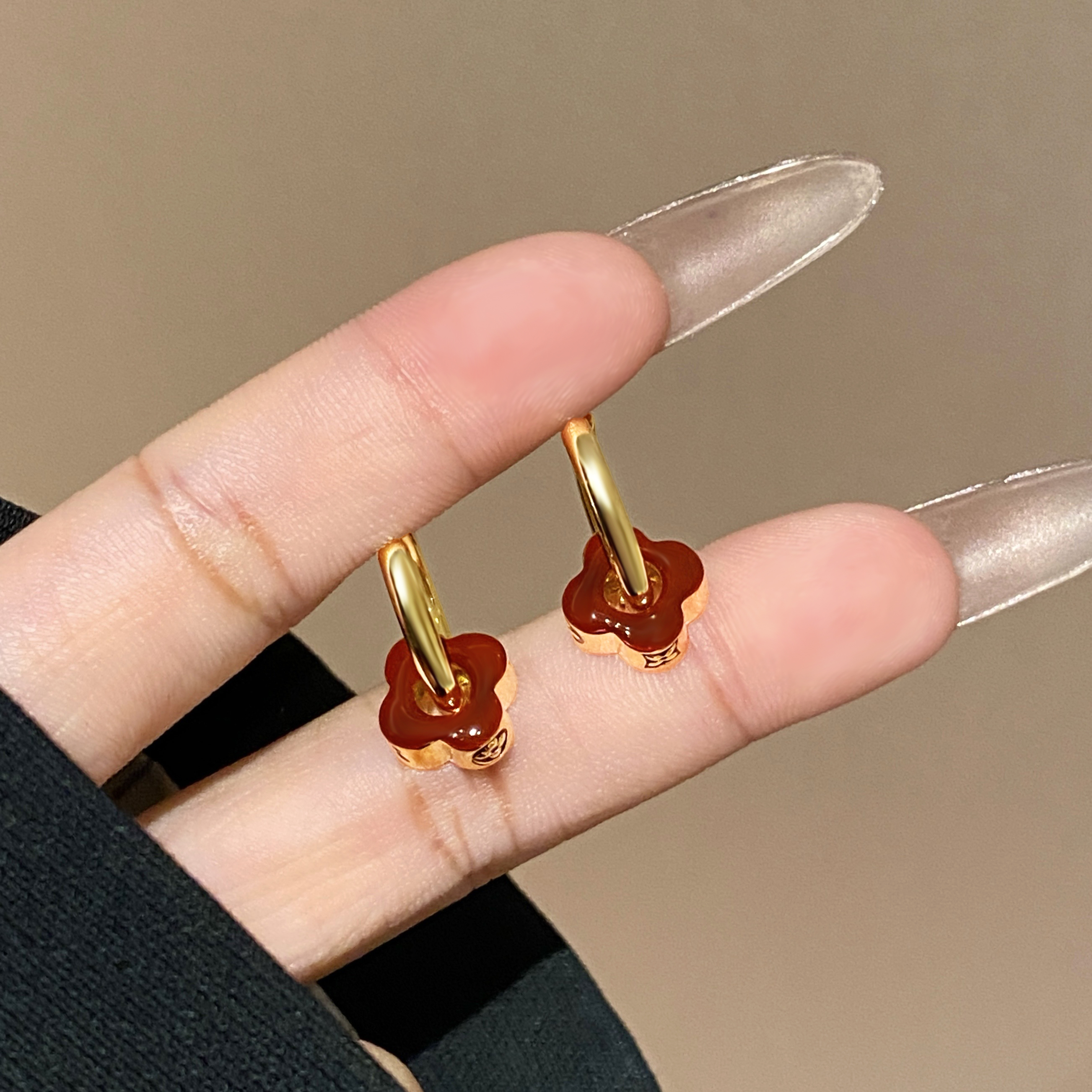 精致温柔设计小众设计款吊坠小花耳钉A3683