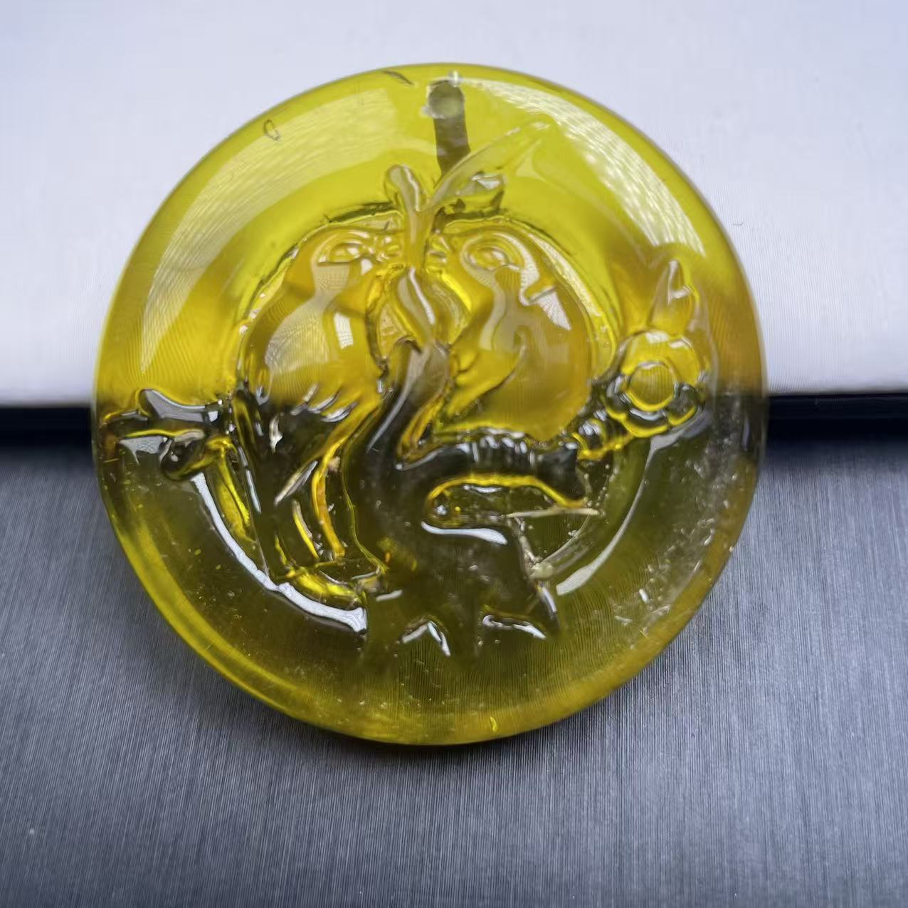 【喜子】QW1895双喜鹊圆牌吊坠/多样性发一精致奇石