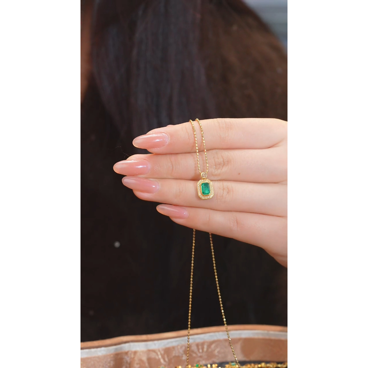 祖母绿吊坠不含链18K金镶嵌（0.62ct）@@U6651