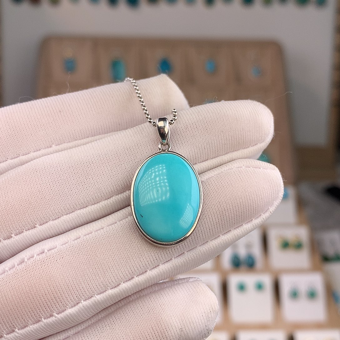 绿松石银S925镶嵌颈饰