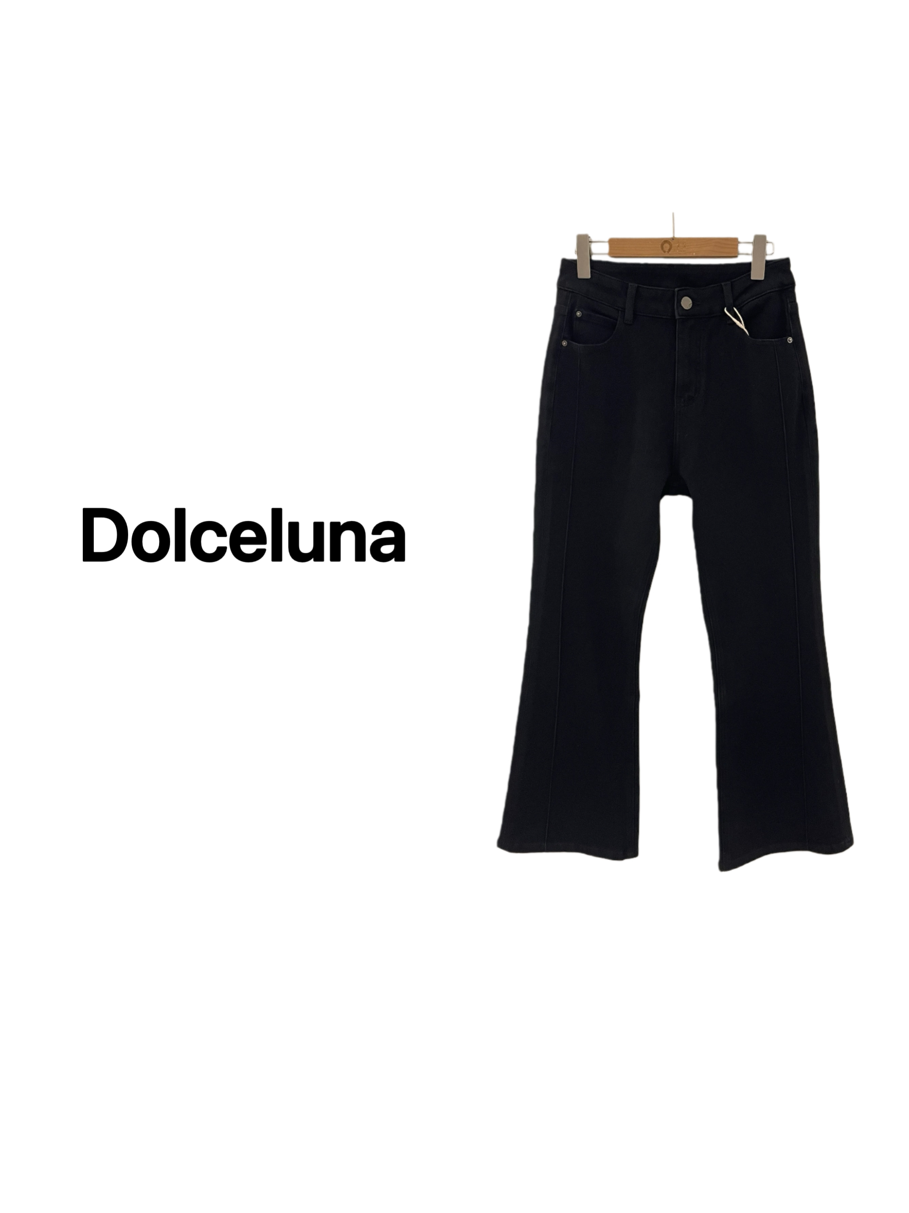 【月姐严选】新款蝴蝶纯色气质百搭时尚女士微喇九分牛仔裤-17685