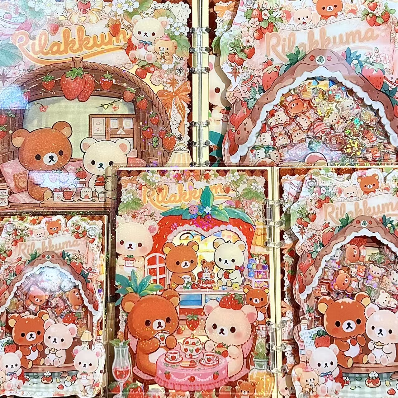 【新款草莓轻松熊】高定摇摇本套餐活页本手工DIY收纳盒亚克力