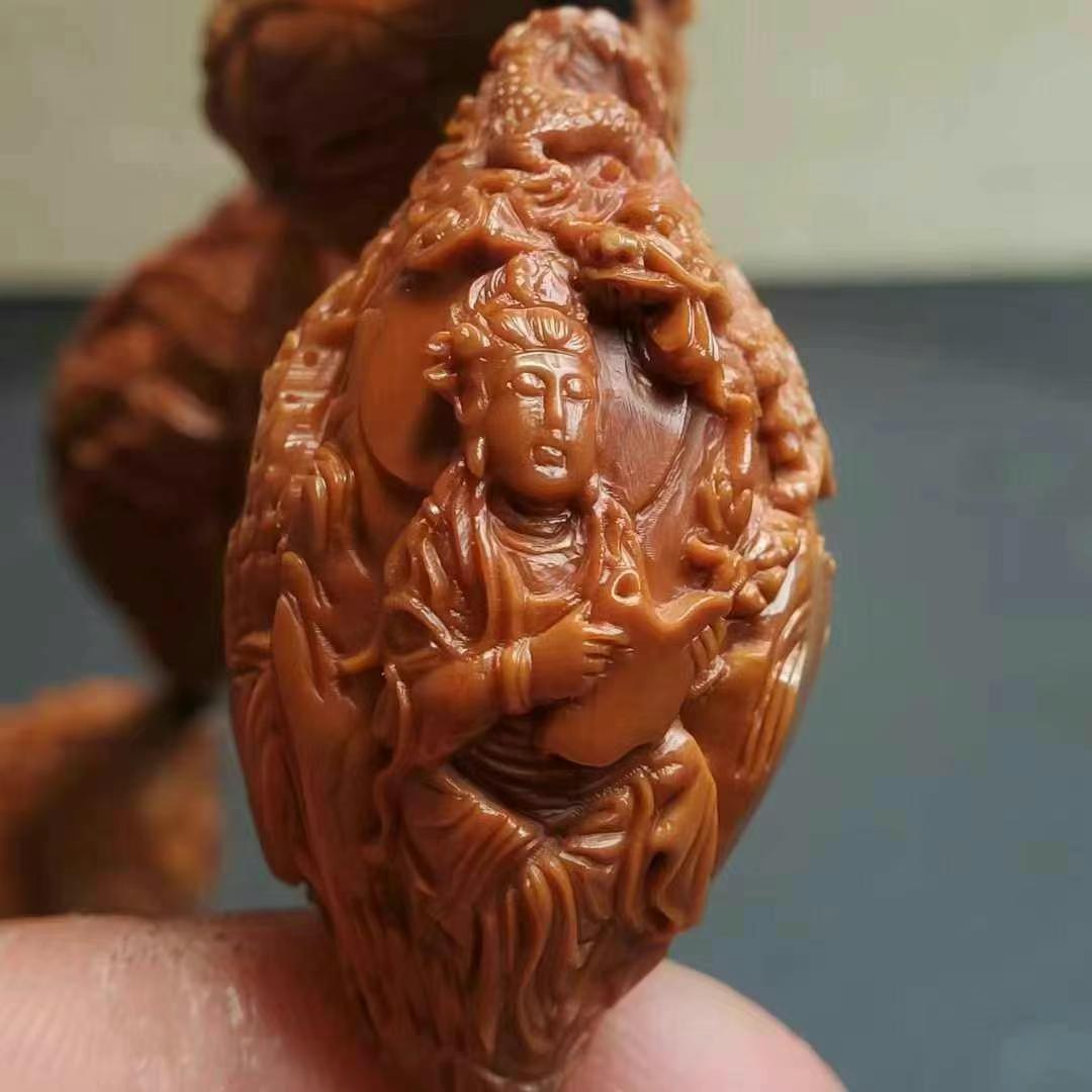 收藏精品满工浮雕观音