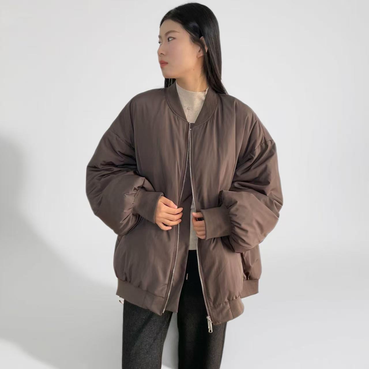 Mizui*roind 设计师款冬季潮流女士宽松立领夹克式保暖羽绒服1813