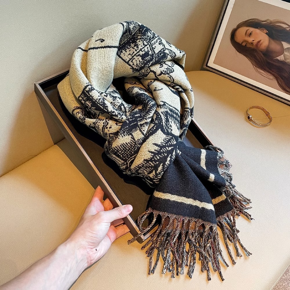 双面格纹围巾冬季百搭高级感围巾