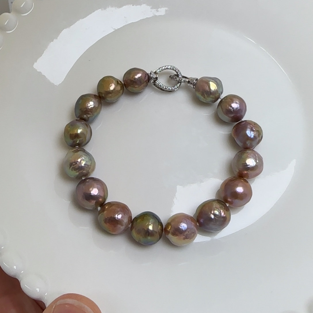 手链银S925镶嵌淡水珍珠