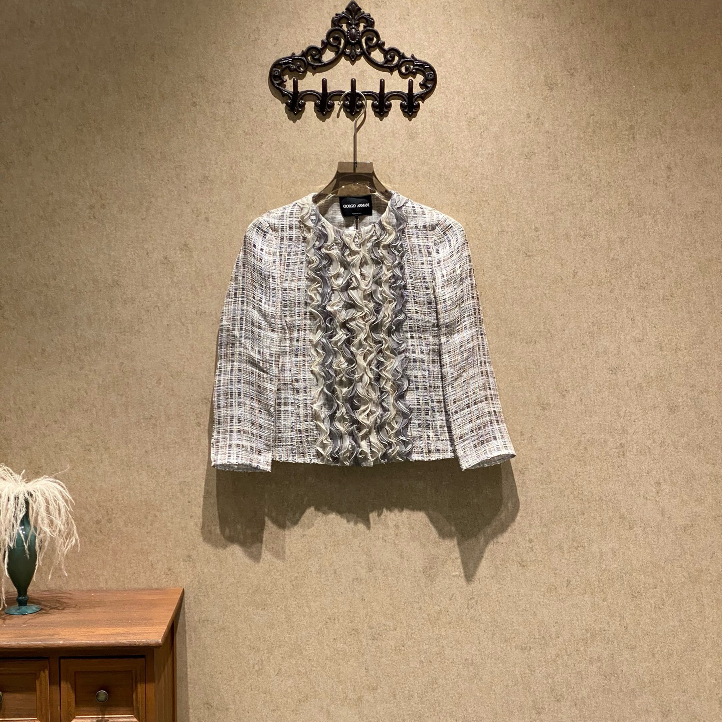 99新 GIORGIO ARMANI/阿玛尼 镂空蕾丝花边小香风外套/40码/41772