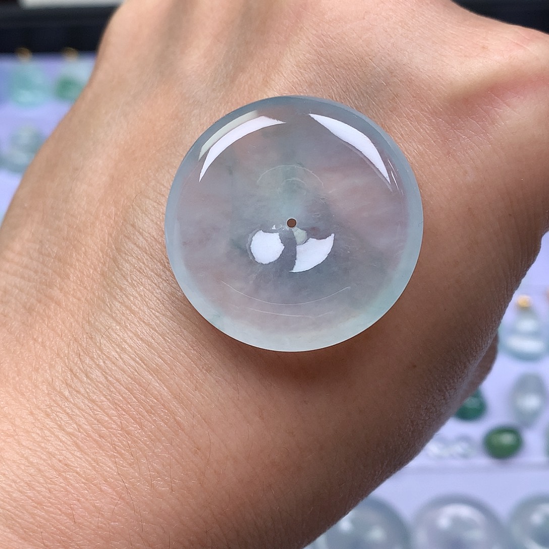 翡翠裸石缅甸天然A货翡翠冰种平安扣