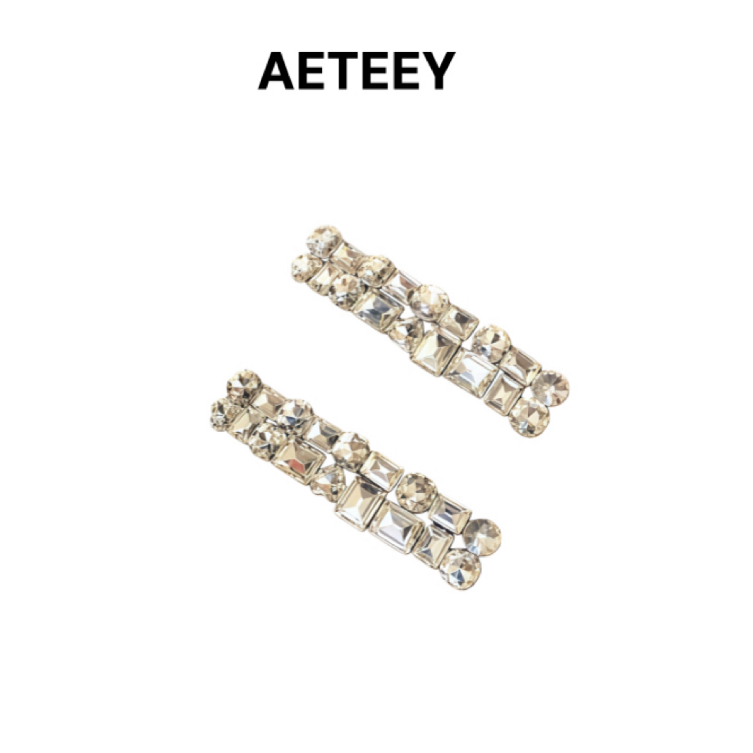 AETEEY重工水钻时尚刘海夹小众高级感气质碎发夹个性侧边