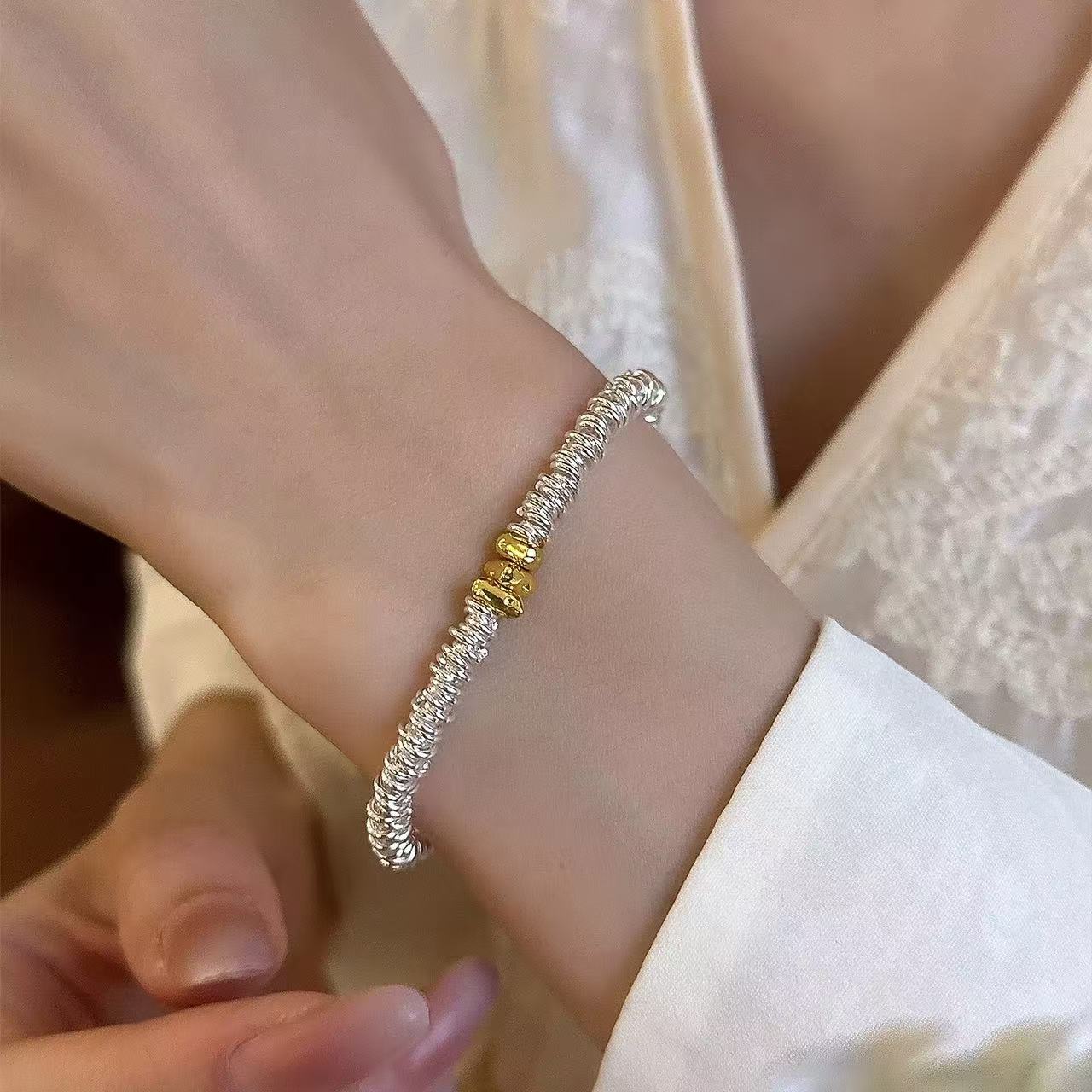 精品 三金福包碎银手链 8108