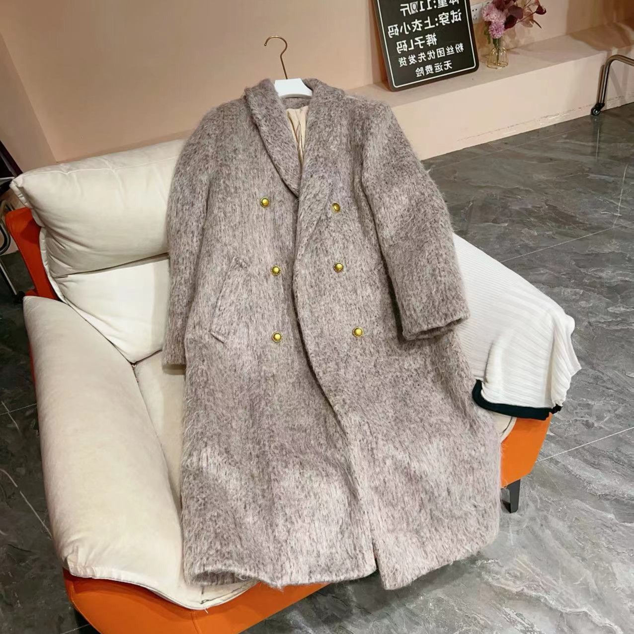 2023秋冬新款高级感大衣夹棉外套气质时尚长款风衣显瘦T365长106