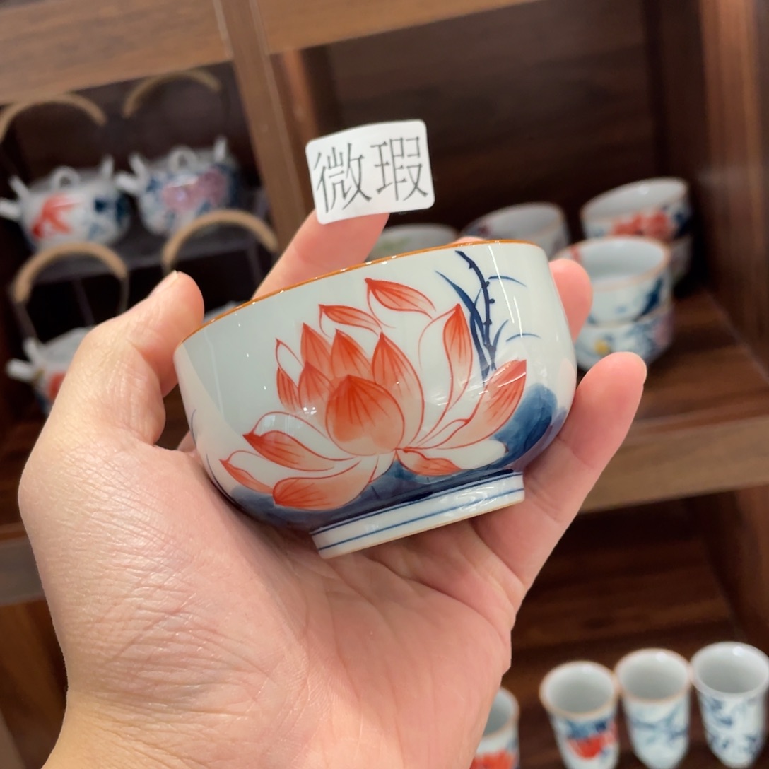 釉下手绘茶具微瑕