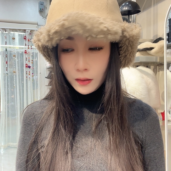 H***猫纯棉条纹绒护耳帽111