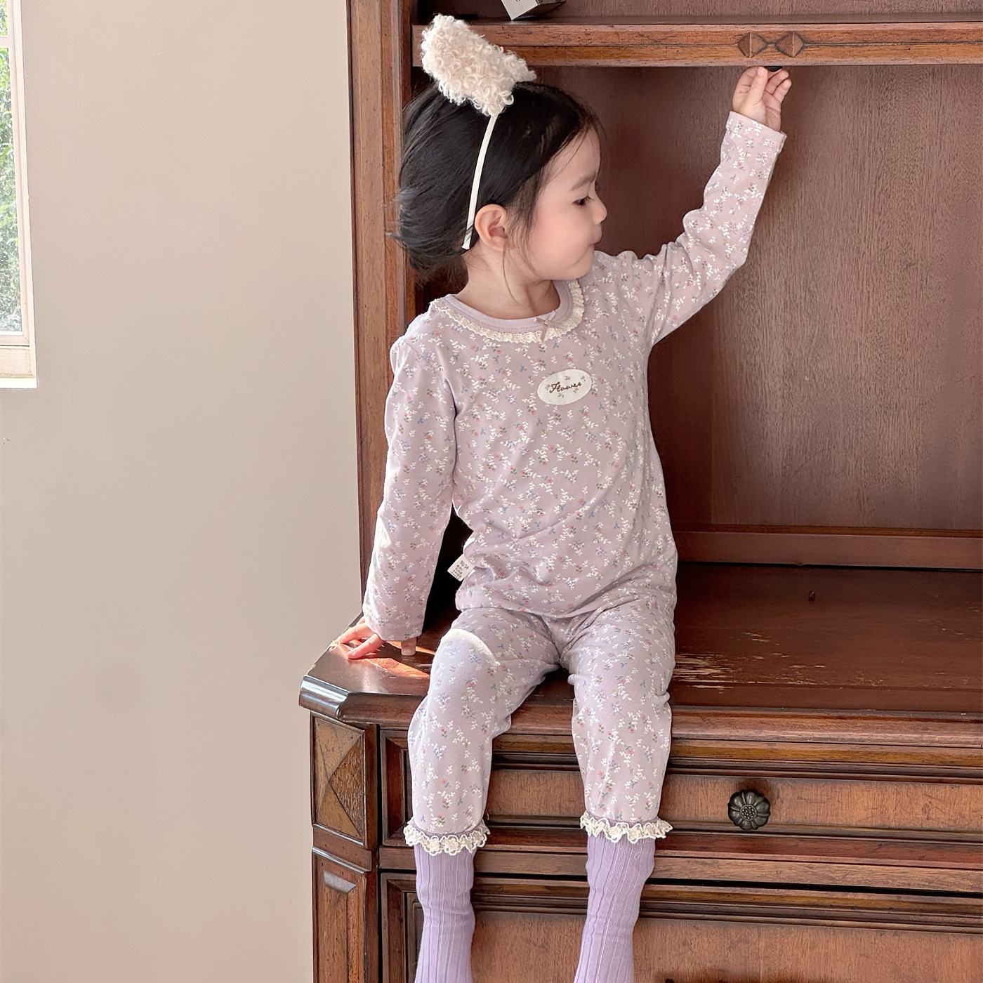 小鱼洛洛&绿博尔现货a类亲肤莱卡棉家居服儿童秋冬加厚睡衣套装