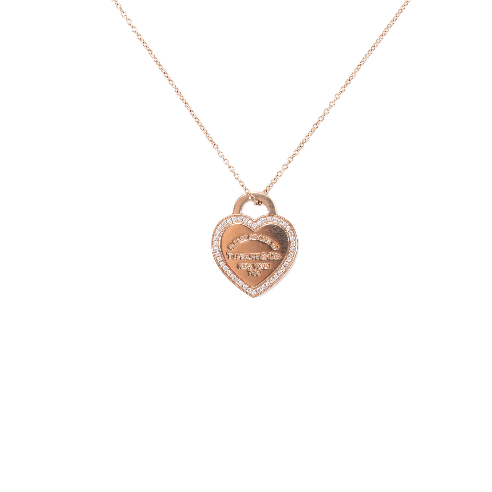 99新 Tiffany & Co./蒂芙尼 小花6枫爱心 圈钻 项链 玫瑰金/钻石