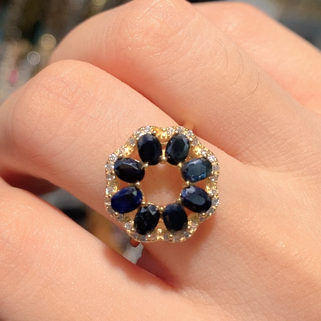 戒指蓝宝石银S925镶嵌福利款