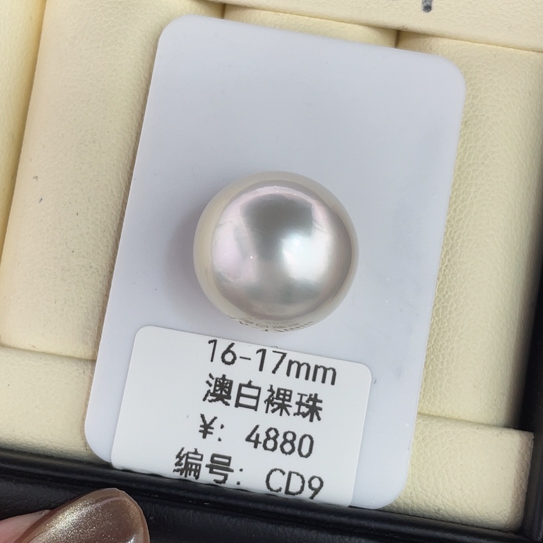 定制海水珍珠未镶嵌裸珠澳白16-17mm
