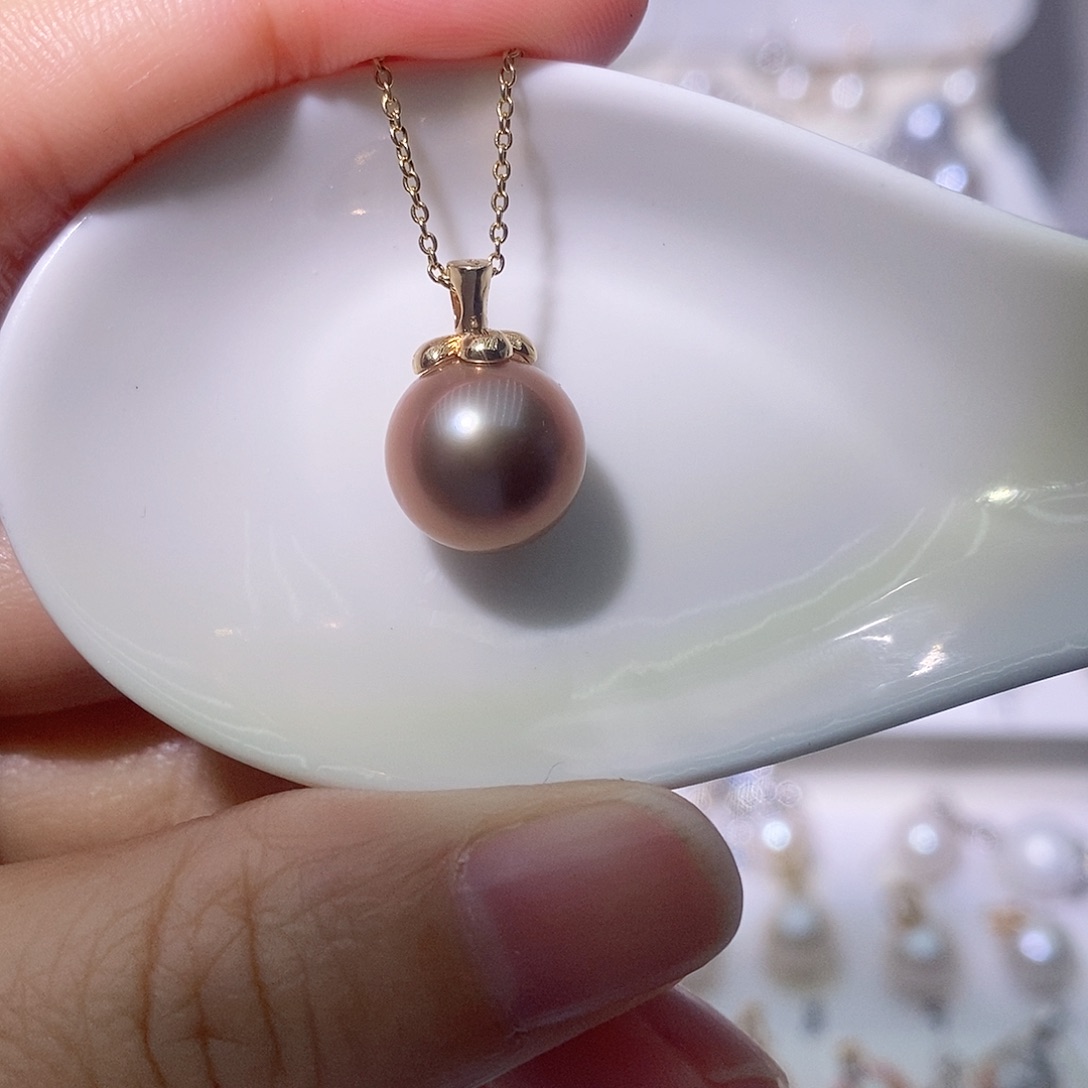 淡水珍珠吊坠(赠链)银S925镶嵌尺寸11/12毫米