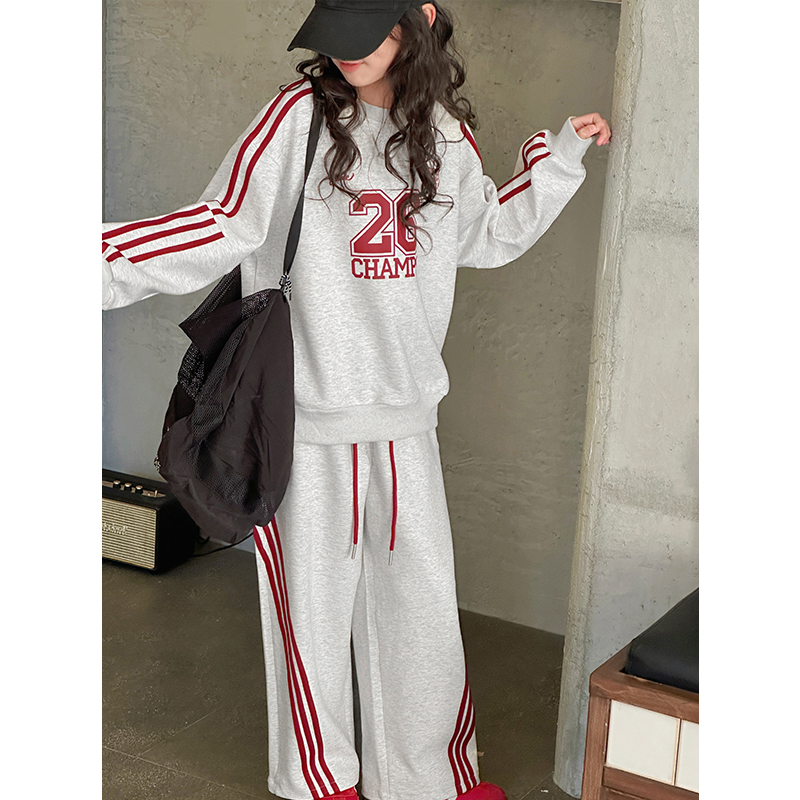K28202学院风女童运动套装2025春装新款儿童卫衣两件套春秋休闲薄