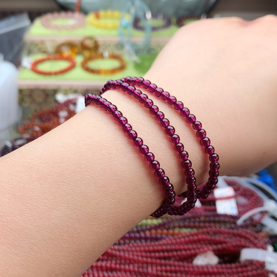 手串石榴石未镶嵌手串3.8