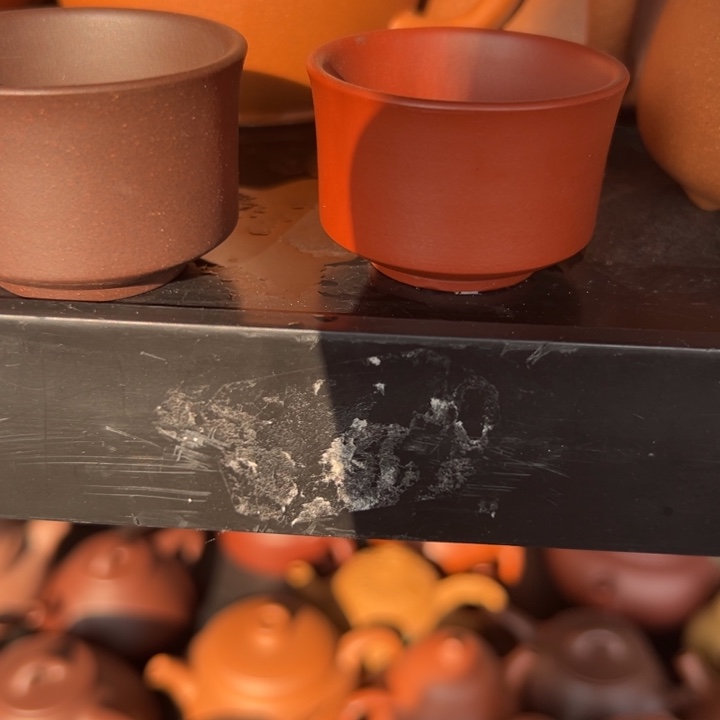 茶壶紫砂红泥小杯子3只