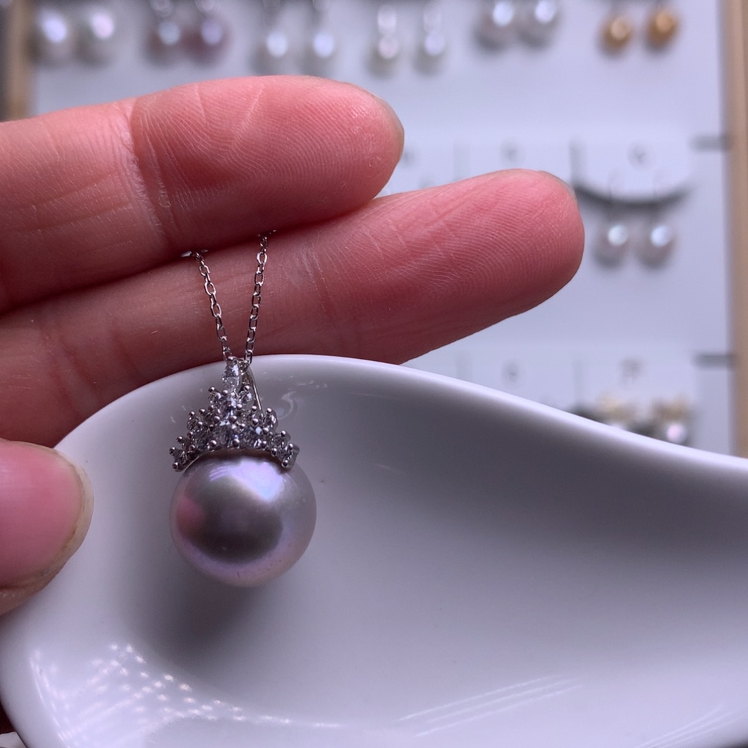 颈饰银S925镶嵌淡水珍珠