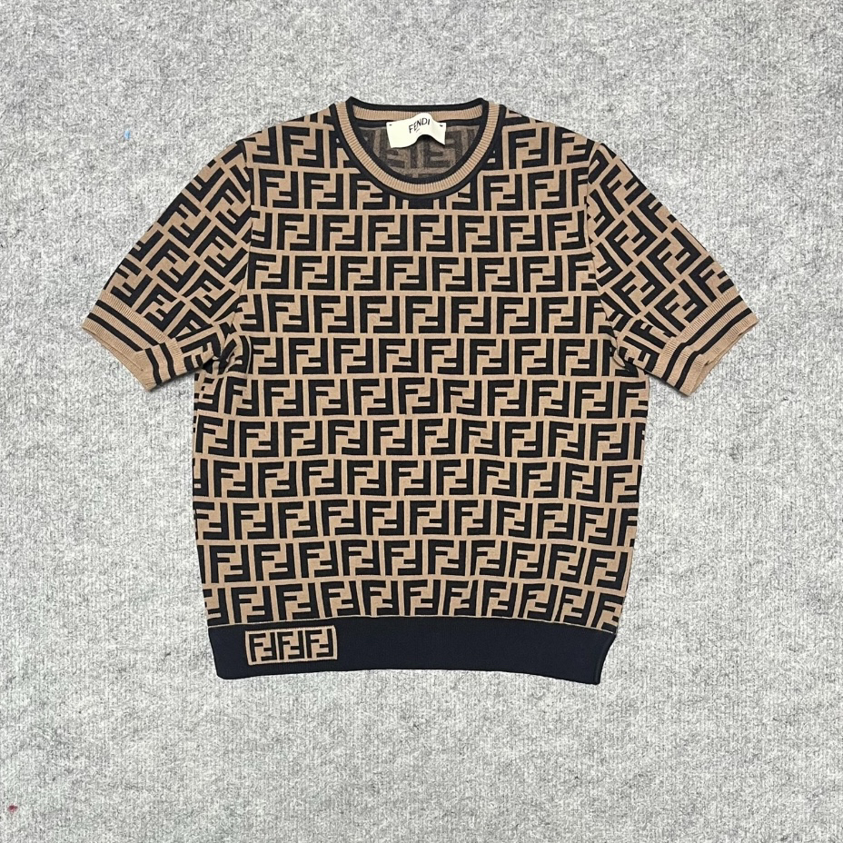 99新 FENDI/芬迪 FENDI芬迪/老花满印针织毛衣短袖/尺码42/准新