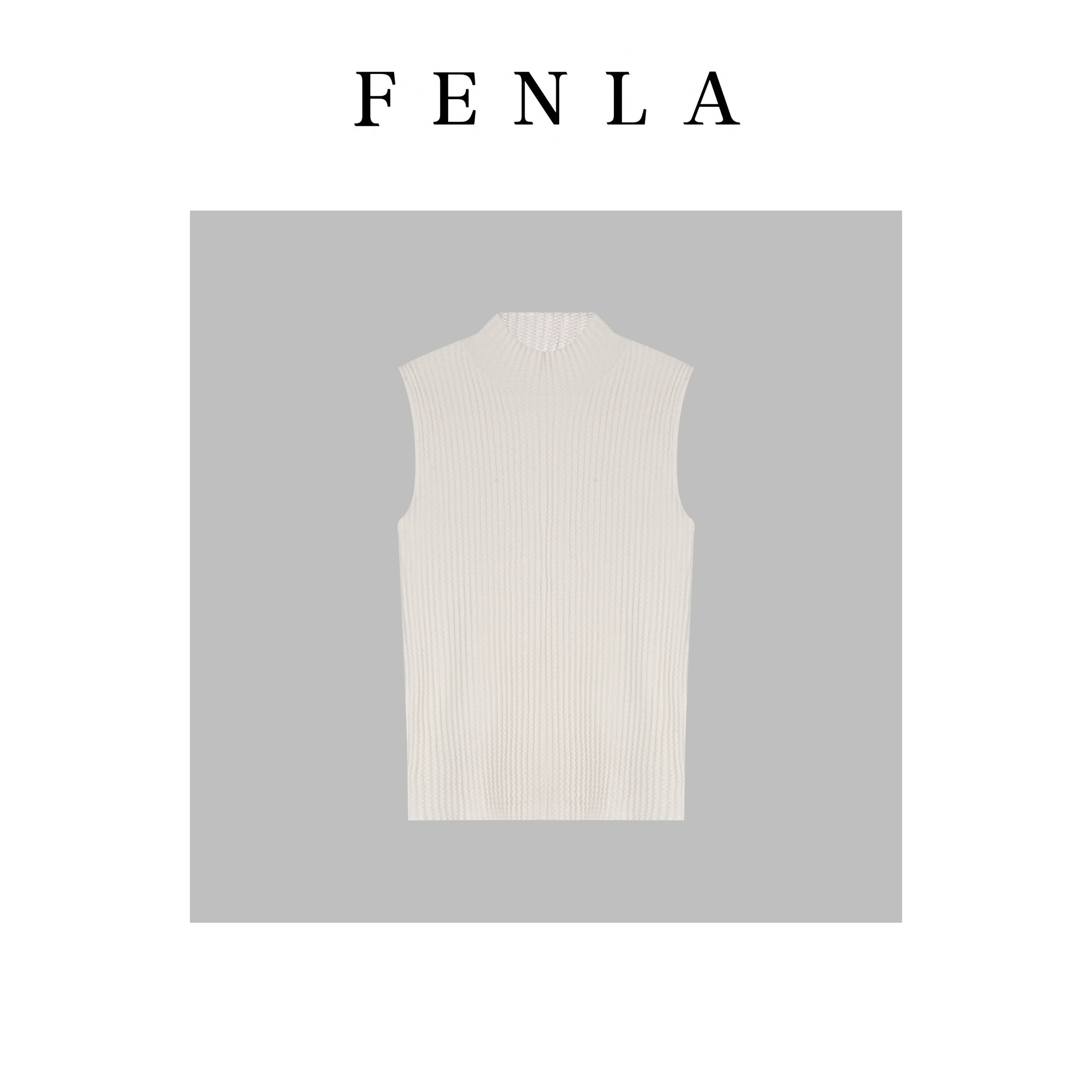 【惠姐私服】老钱风圆领抽条无袖半高领针织打底背心 85536