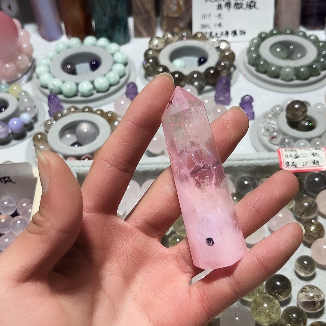 水晶珠宝半成品未镶嵌碎冰冰粉阿塞柱子